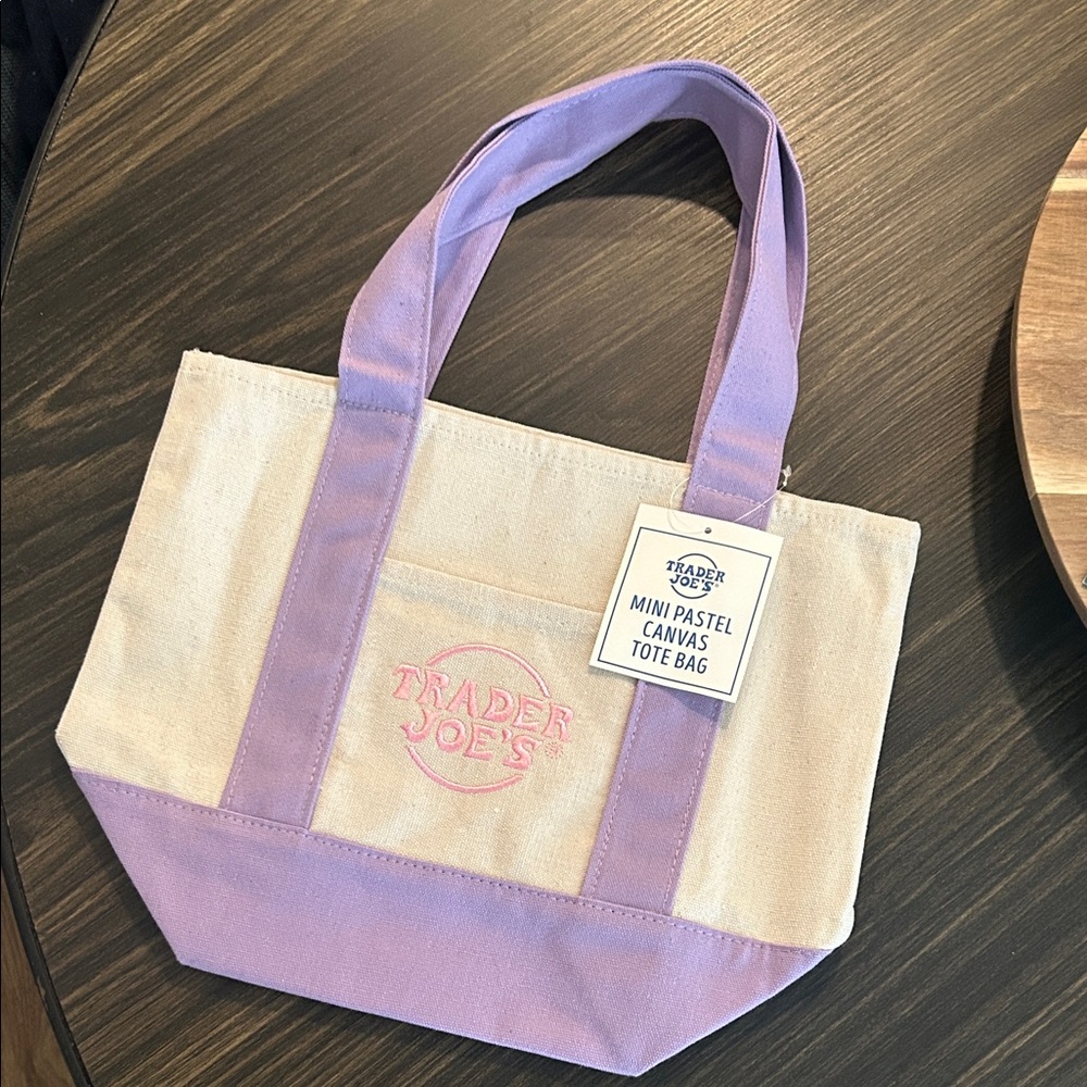 Trader Joe’s NWT Mini Pastel Canvas Tote Bag